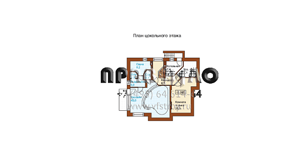 Двухэтажный коттедж с сауной и бассейном на цокольном этаже M-373-1K