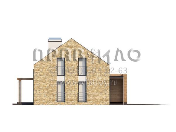 Проект двухэтажного дома с двускатной крышей без карниза  S3-187-2 (Zx38)