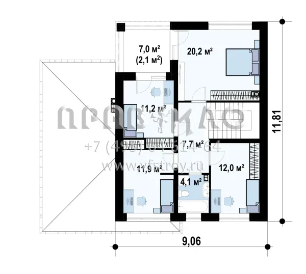 Проект двухэтажного светлого дома с балконом и гаражом S3-164-4 (Zx24 pk)