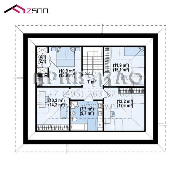 Проект современного мансардного дома с камином и гаражом S3-169-12 (z480)