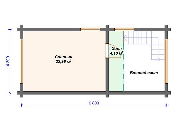Проект деревянной бани с бассейном SB4-73 (Б-044)