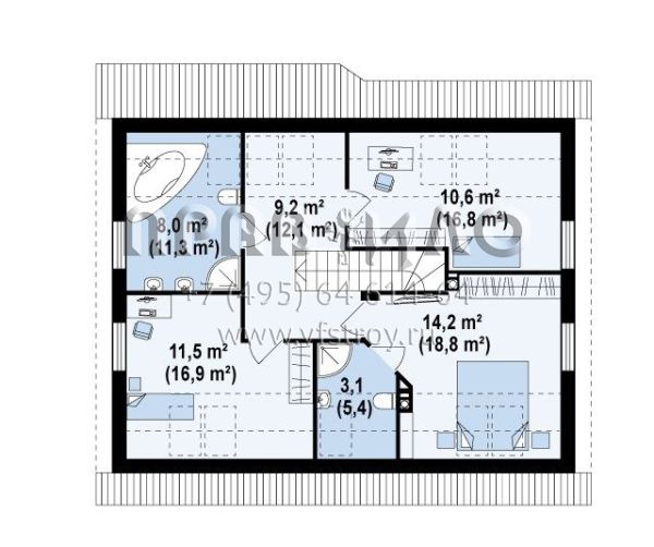 Проект компактного дома с уютной угловой террасой S3-154-2 (Z66)