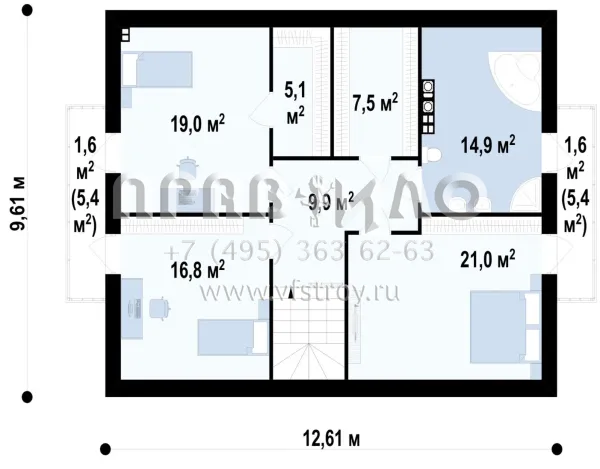 Проект загородного дома со скатной кровлей и гаражом на одну машину S3-190 (Z133)