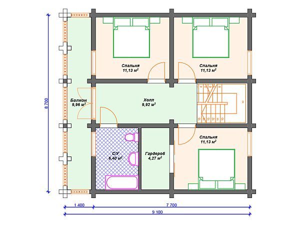 Проект комбинированного дома с мансардой S4-132 (А-028)