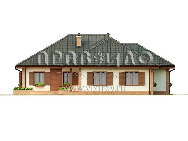 Проект одноэтажного дома с камином и встроенным гаражом S3-202 (Z17)