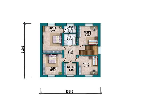 Проект с террасой и фасадом из кирпича классического цвета S2-229 (482-229-2)