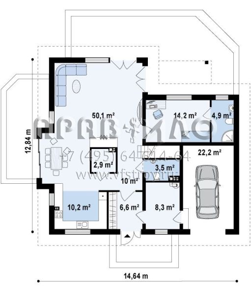 Проект двухэтажного дома с камином в гостиной S3-260 (Z275)