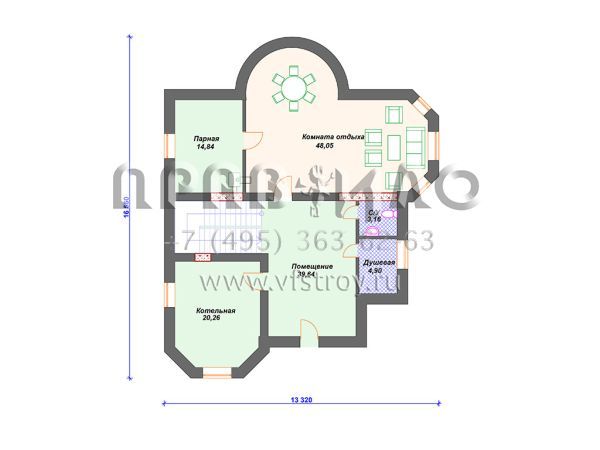 Проект каменного дома с цокольным этажом S4-376 (К-083)