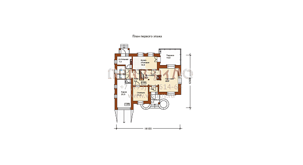 Проект коттеджа из поризованного камня J-176-1K