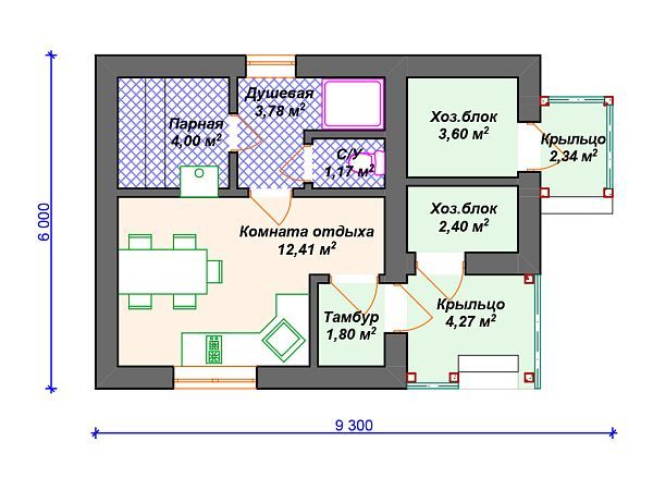 Проект деревянной бани  SB4-36 (Б-065)