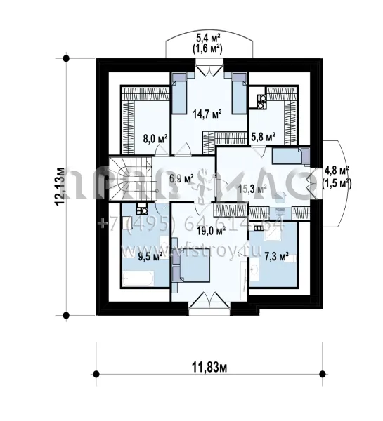 Проект коттеджа с кирпичной облицовкой S3-187-4 (Z18 K)
