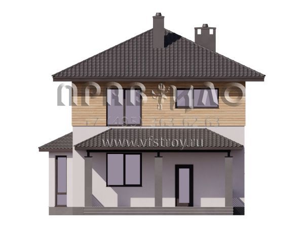 Проект двухэтажного дома с эркером s7-136 (3-46b)