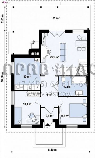 Проект компактного загородного дома с двухсторонним камином и кабинетом-спальней в мансарде S3-110-6 (Z16 D 35)