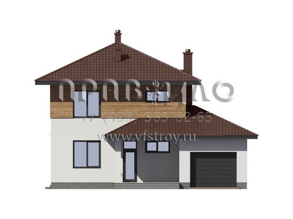 Проект загородного дома из пеноблоков с гаражом и террасой S7-171 (3-46с)