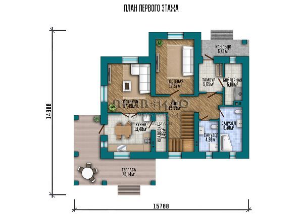 Проект мансардного дома с эркером на главном фасаде S2-208 (245-208-1М)