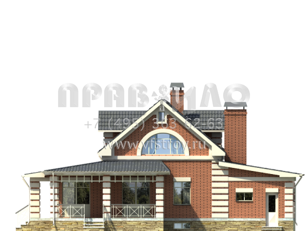 Проект трехэтажного загородного дома из кирпича с сауной S7-223 (2-08)