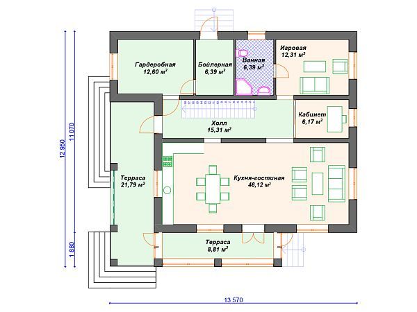 Проект комбинированного дома с мансардой S4-265 (А-017)