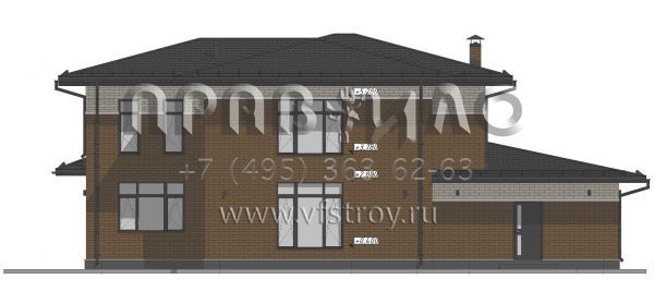 Проект двухэтажного дома с облицовкой кирпичом в стиле Райт S-250