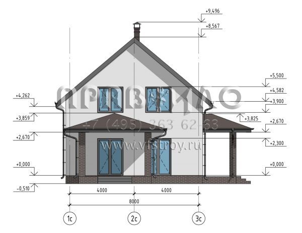 Проект двухэтажного дома из железобетонных панелей SP2-114 (2-114-СК)