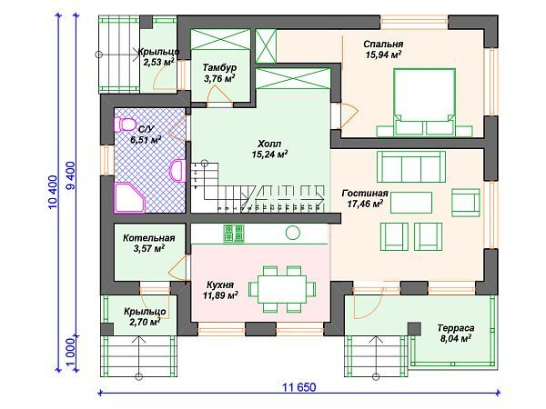 Проект комбинированного дома с мансардой S4-165 (А-033)