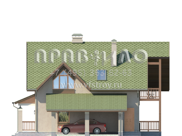 Экономичный дом с навесом для автомобиля S7-129 (3-09)