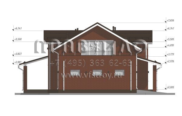 Проект двухэтажного дома с четырьмя спальнями и гаражом на одну машину S-204