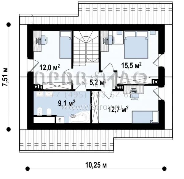 Проект небольшого одноэтажного дома с мансардой и летней террасой S3-112-12 (Z210 v1)