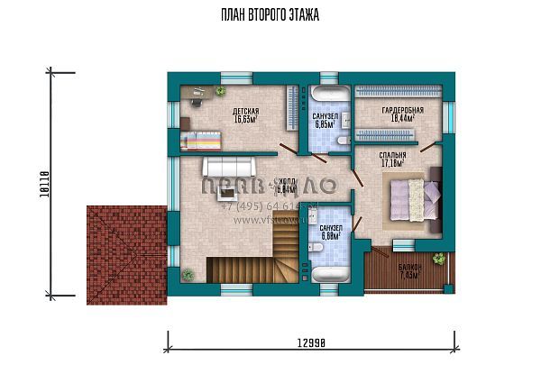 Проект двухэтажного дома с балконом и просторными помещениями S2-184 (249-184-2)