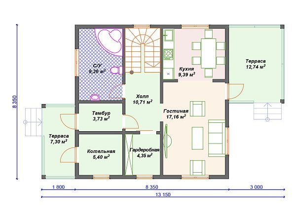 Проект каркасного дома с мансардой S4-136 (И-004)