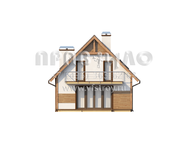 Проект прямоугольного экономичного дома с мансардой  S3-119-3 (Z45)