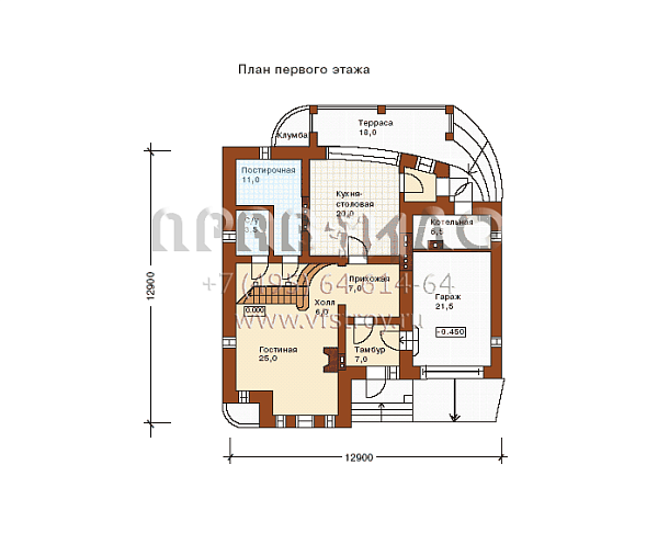Проект коттеджа в английском стиле с мансардой и встроенным гаражом I-205-1K