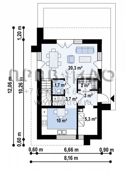 Проект двухуровневого мансардного дома с четырьмя комнатами S3-100-4 (z478)