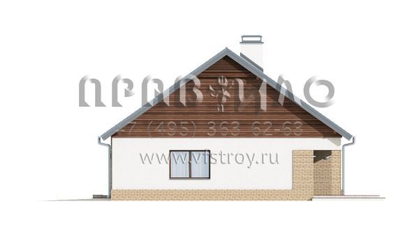 Проект бунгало с камином и двускатной кровлей  S3-138 (Z131)
