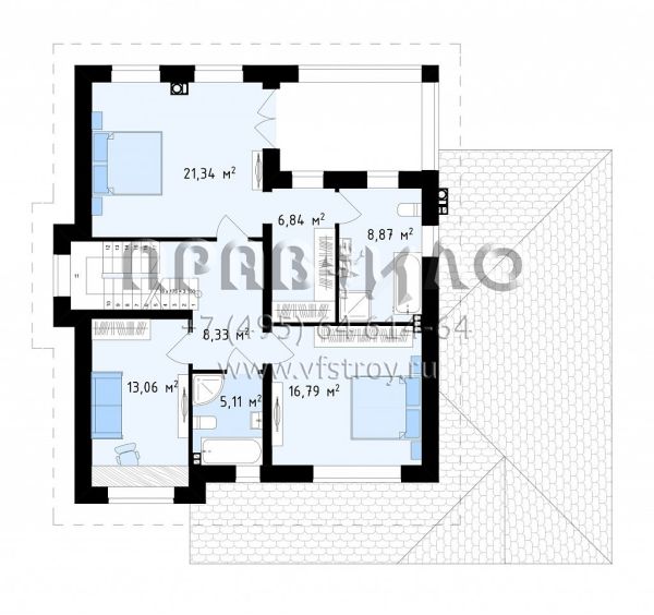 Проект красивого двухэтажного коттеджа с пятью комнатами и встроенным гаражом S3-198-7 (Zz2)