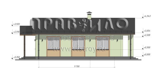 Проект небольшого одноэтажного дома для узких участков S-70
