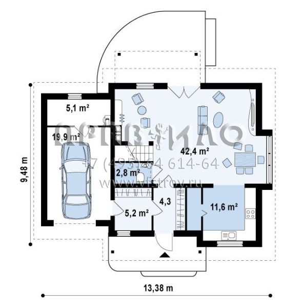 Проект функционального дома с гаражом  S3-150 (Z114)