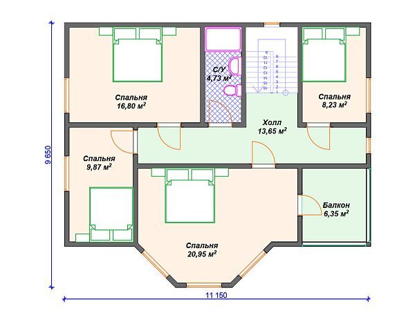 Проект каркасного дома с эркером S4-166 (И-057)