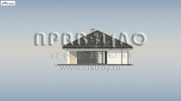 Проект одноэтажного каменного дома с большой гостиной и тремя спальнями S3-101-2 (Z332 D)