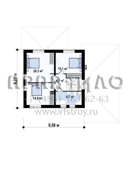 Проект двухэтажного дома c плитами перекрытия S3-170 (Zz11 k+ PK)