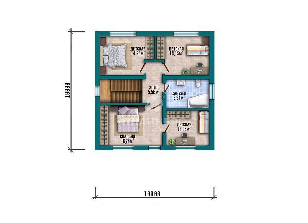 Проект с вальмовой крышей и фасадом из серого кирпича S2-148 (538-148-2)