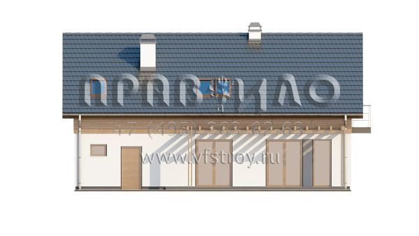 Проект дома с деревянной отделкой мансардного этажа  S3-205 (Z130)