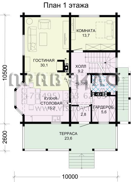 Деревянный загородный дом с цокольным этажом S7-243 (1-42a.1)