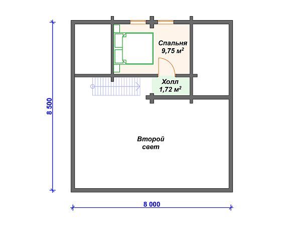 Проект деревянного дома с мансардой и террасой S4-87 (ДС-027)