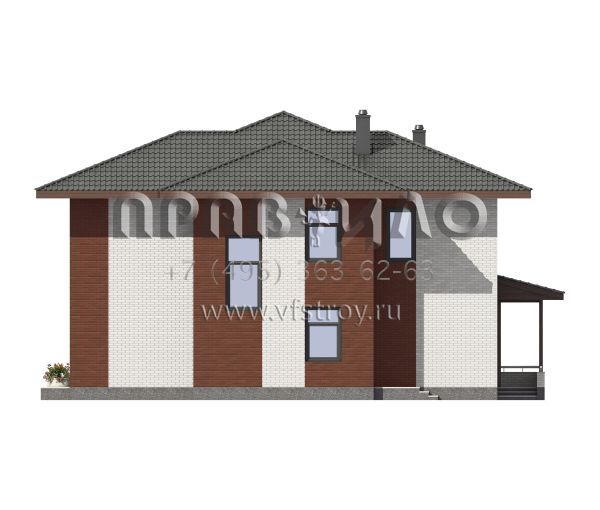 Двухэтажный особняк из газобетона с крытой террасой S7-218 (3-45.1а)