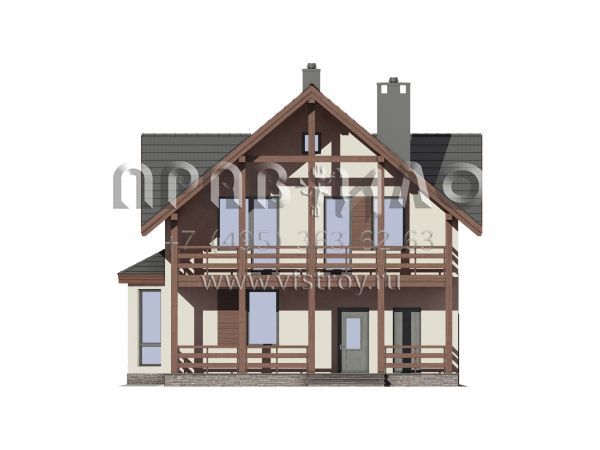 Загородный дом из газобетона с террасой на втором этаже S7-171 (3-52а)