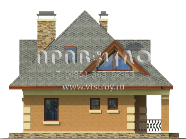 Экономичный дом с шатровой кровлей S7-99 (3-13)