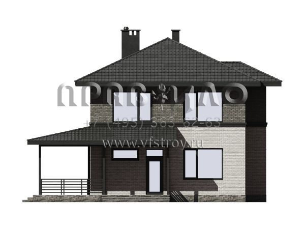 Проект загородного двухэтажного дома с кирпичной облицовкой S7-171(5-57)