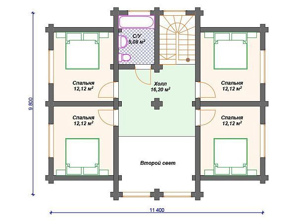 Проект деревянного дома 11 на 13 м с мансардой S4-181 (ДО-064)