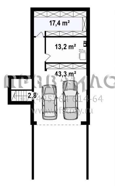 Проект современного одноэтажного дома с подземным гаражом S3-235-2 (Zx132)