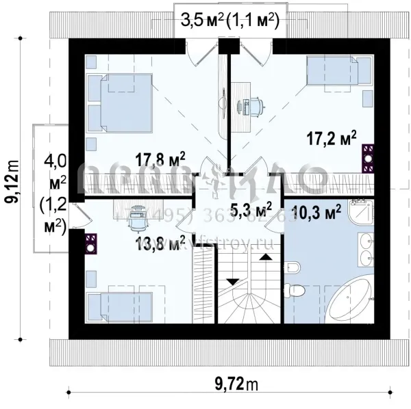 Проект красивого дома из кирпича, керамических блоков или газобетона S3-131-2 (Z65 v2)